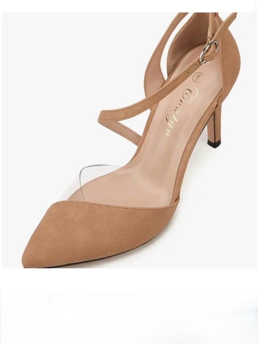 Classic Tan Pointed-Toe Ankle Strap Heels - resale
